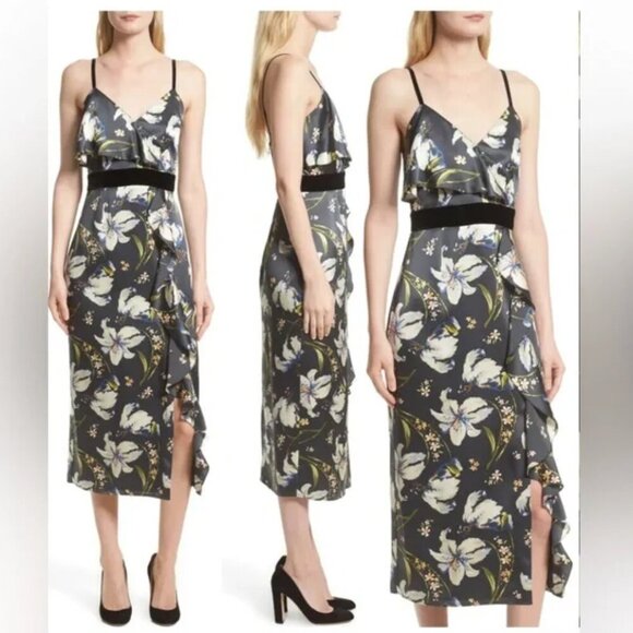 CINQ A SEPT Leena Floral Print Dress Size 4 EUC - Picture 1 of 6